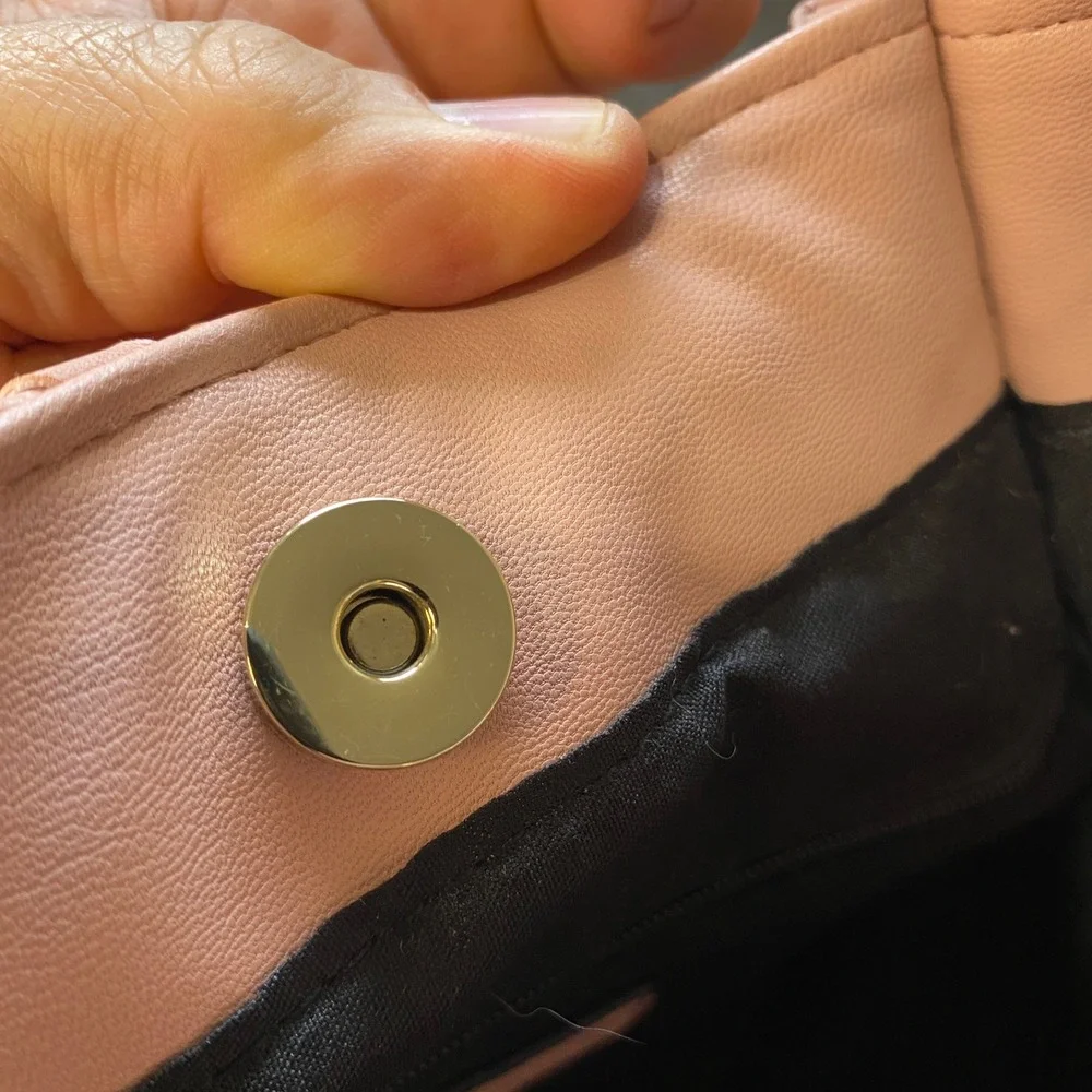 LuLu Dharma Woven Vegan Leather Tote Bag Blush Pink Braided Handle Shoulder‎ Bag